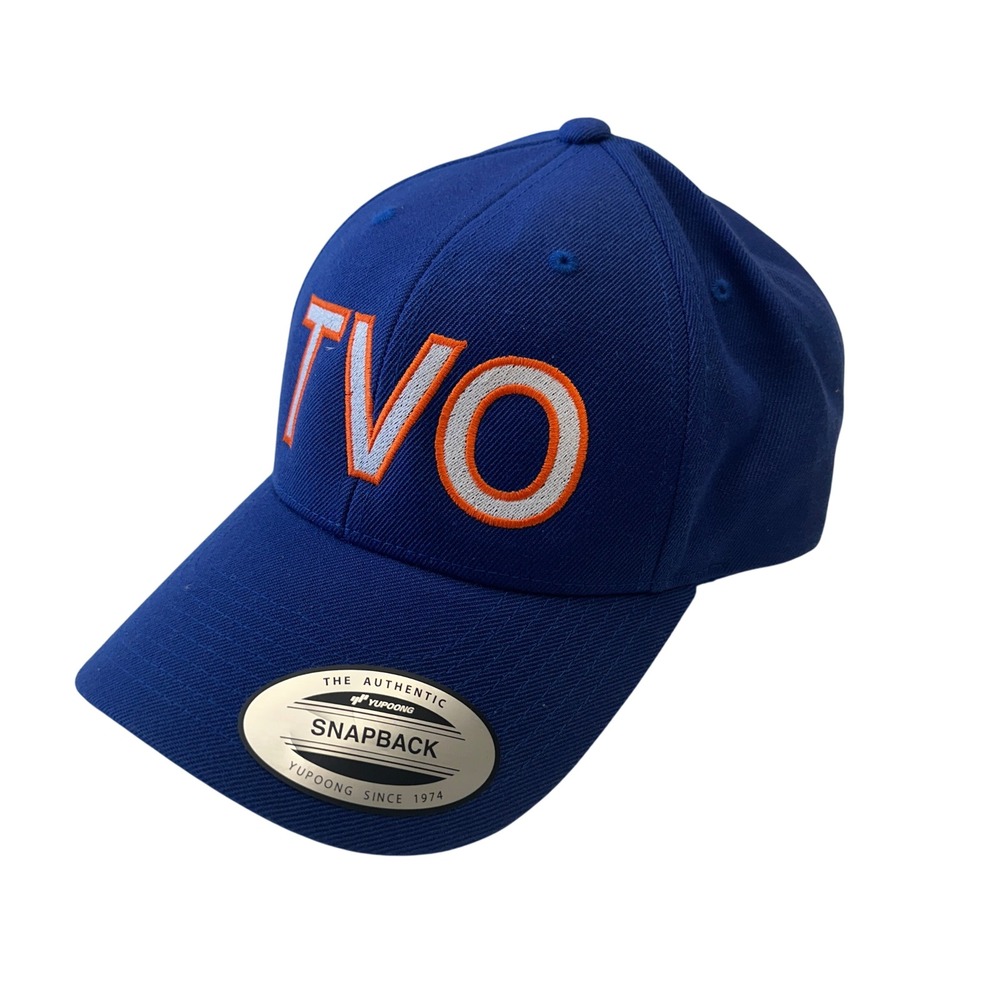 TVO Snapback Hat Adult Blue Orange Embroidered Logo Baseball Cap Wool Blend